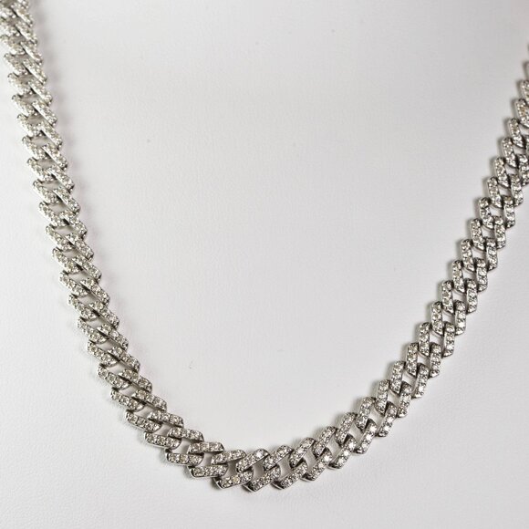 GRA Certified Fully Iced Moissanite Cuban Necklace 8mm Wide, 24" - Picture 3 of 6